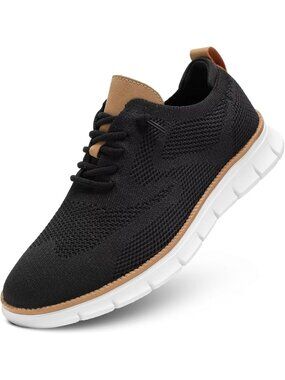 Men's Black Comfortable Lightweight Fashion Mesh Casual Dress Walking Sneakers